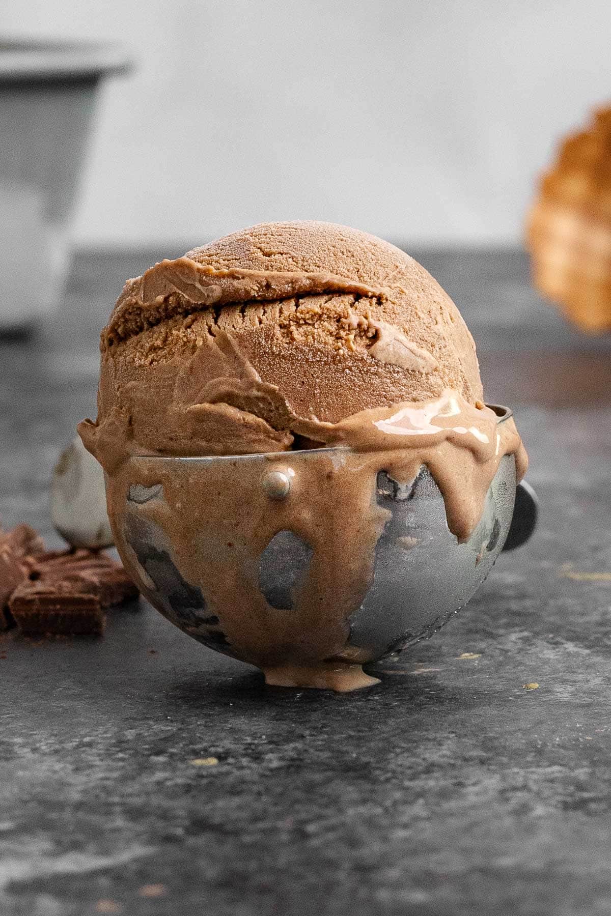 Chocolate Ice Cream scoop in scoop
