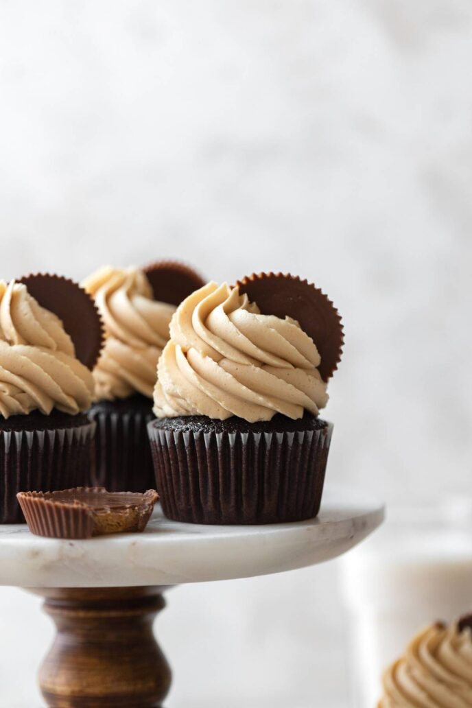 Chocolate Peanut Butter Cupcakes with frosting