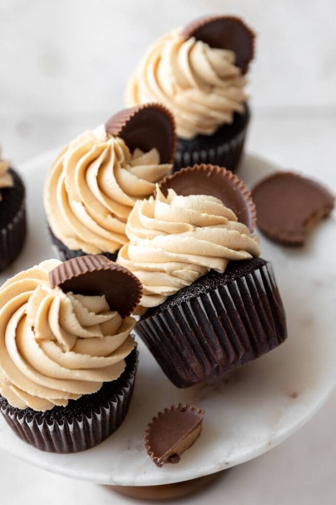 Chocolate Peanut Butter Cupcakes with frosting