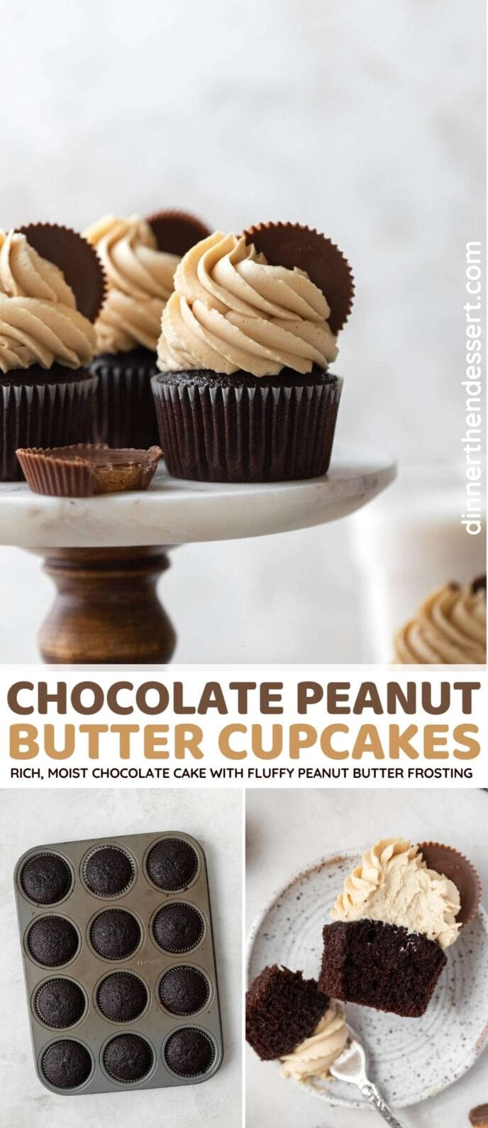 Chocolate Peanut Butter Cupcakes collage