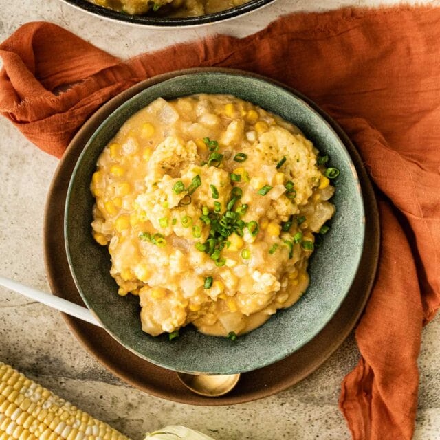 Corn Chowder with Dumplings in serving bowl 1x1