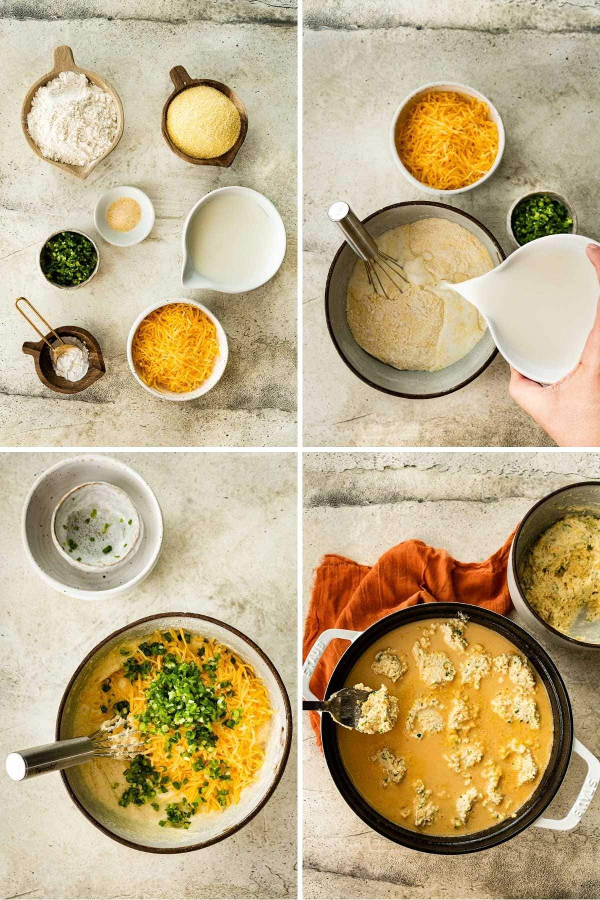 Corn Chowder with Cornmeal Dumplings collage