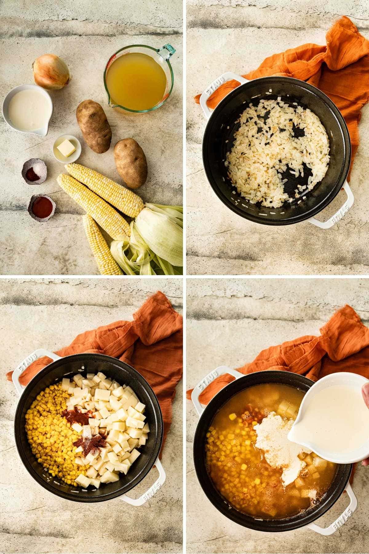 Corn Chowder with Cornmeal Dumplings collage