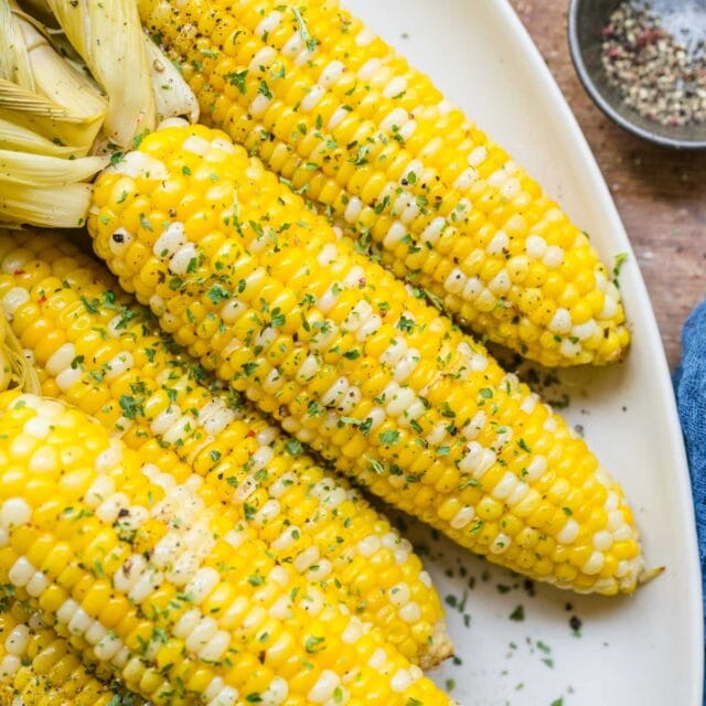 Easy Grilled Corn on serving plate 1x1