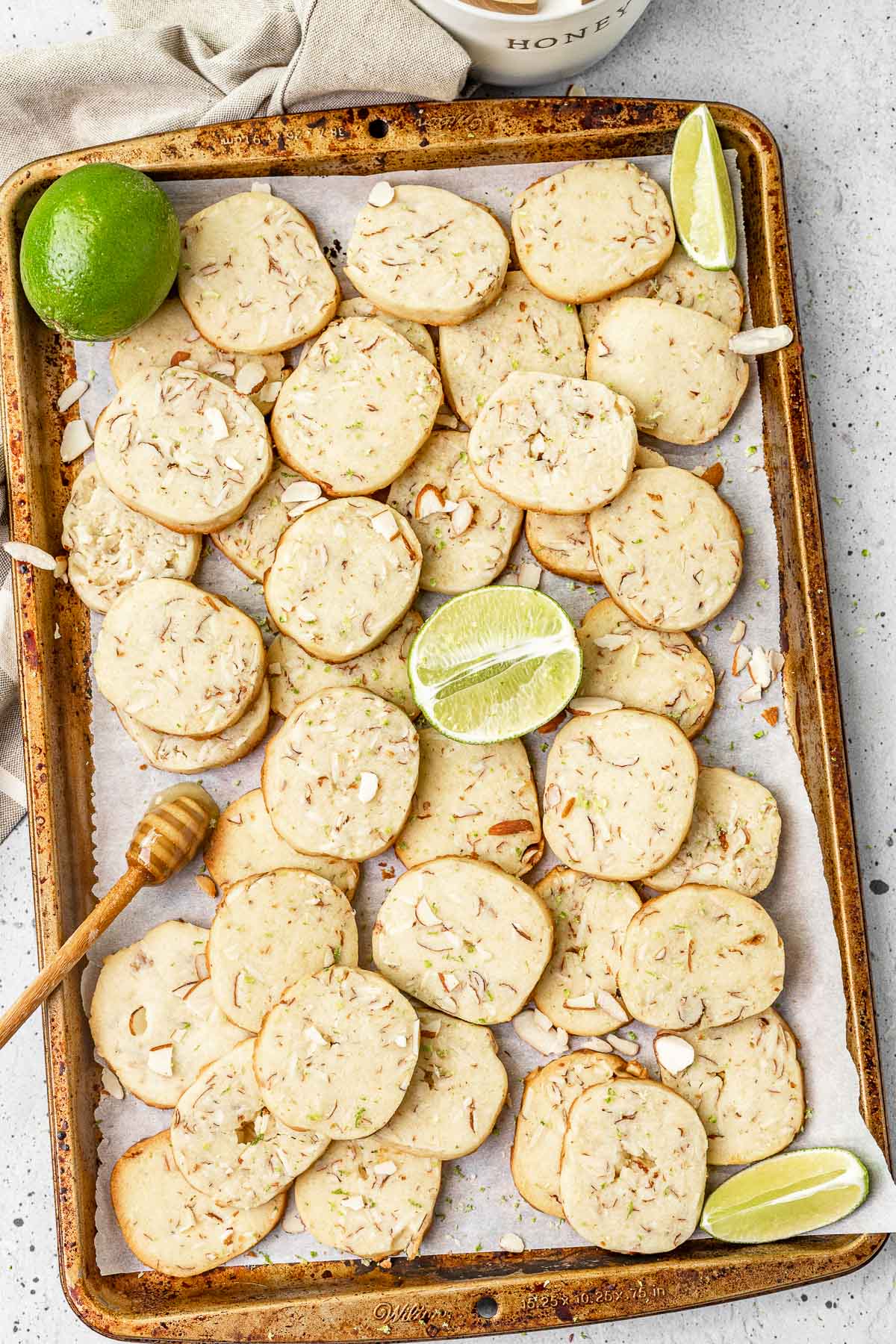 Honey Lime Cookies on baking pan