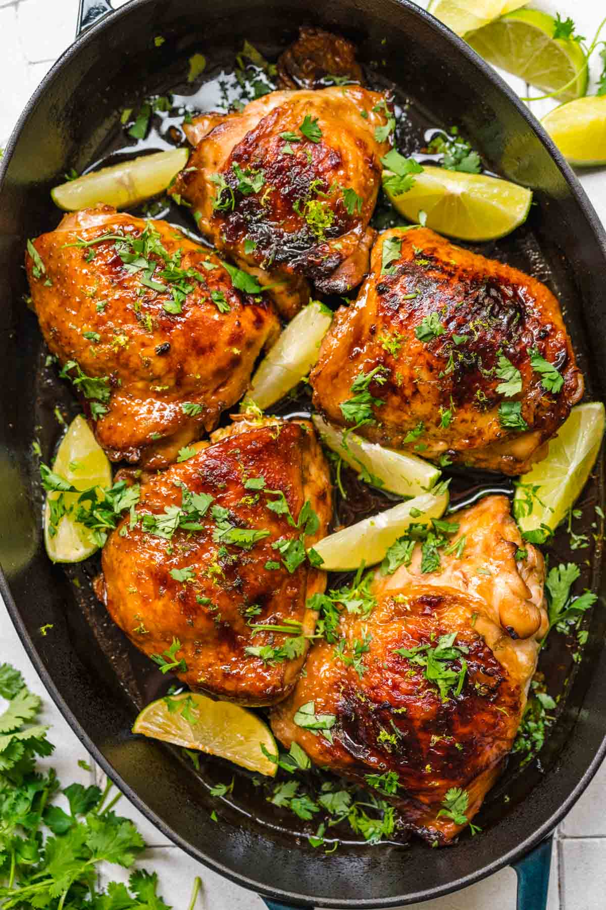 Key West Lime Chicken in cooking pan after baking