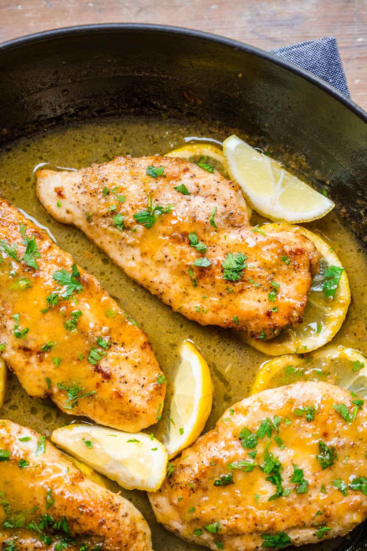 Lemon Chicken with sauce in pan