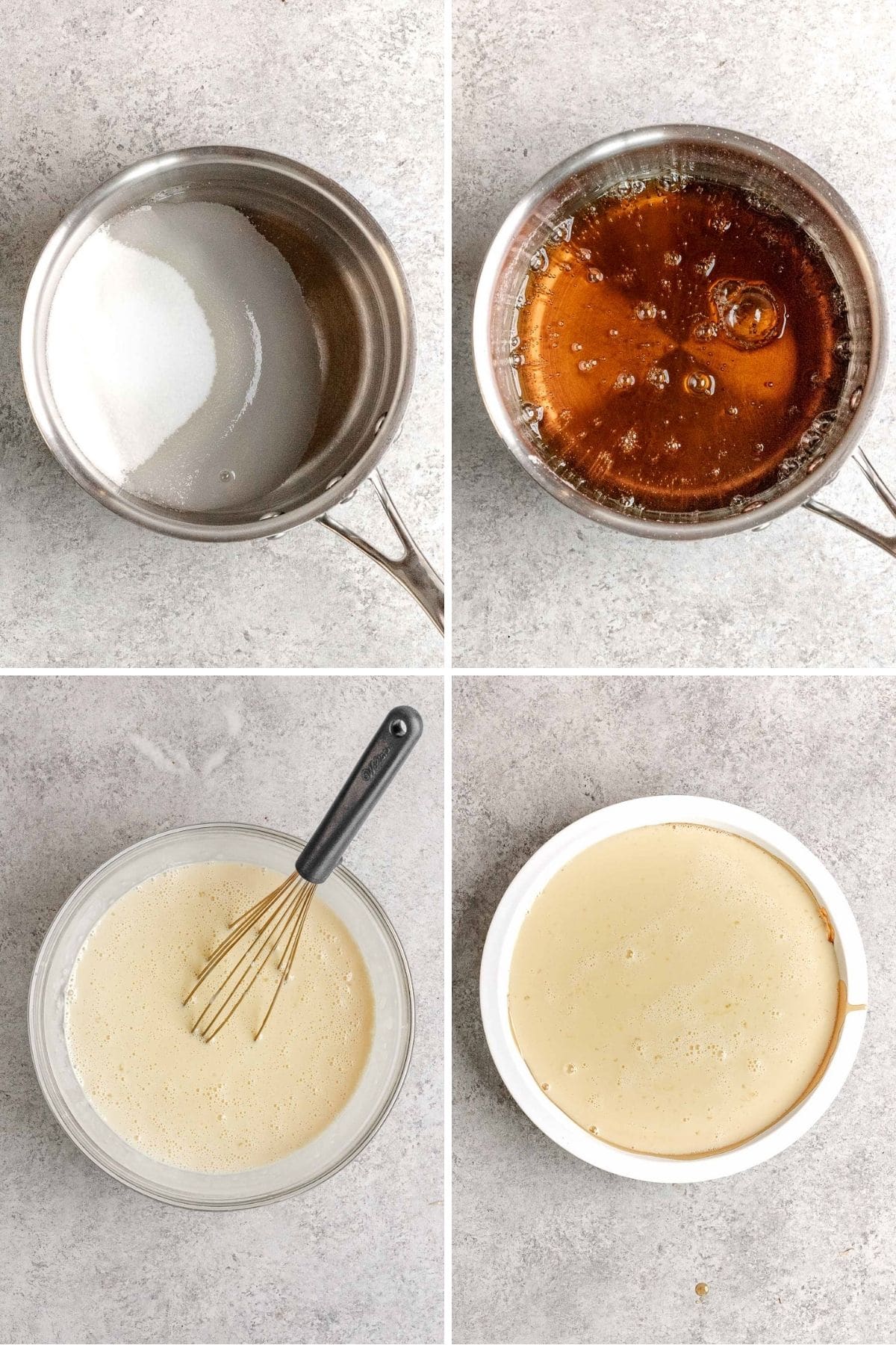 Mexican Caramel Flan preparation collage