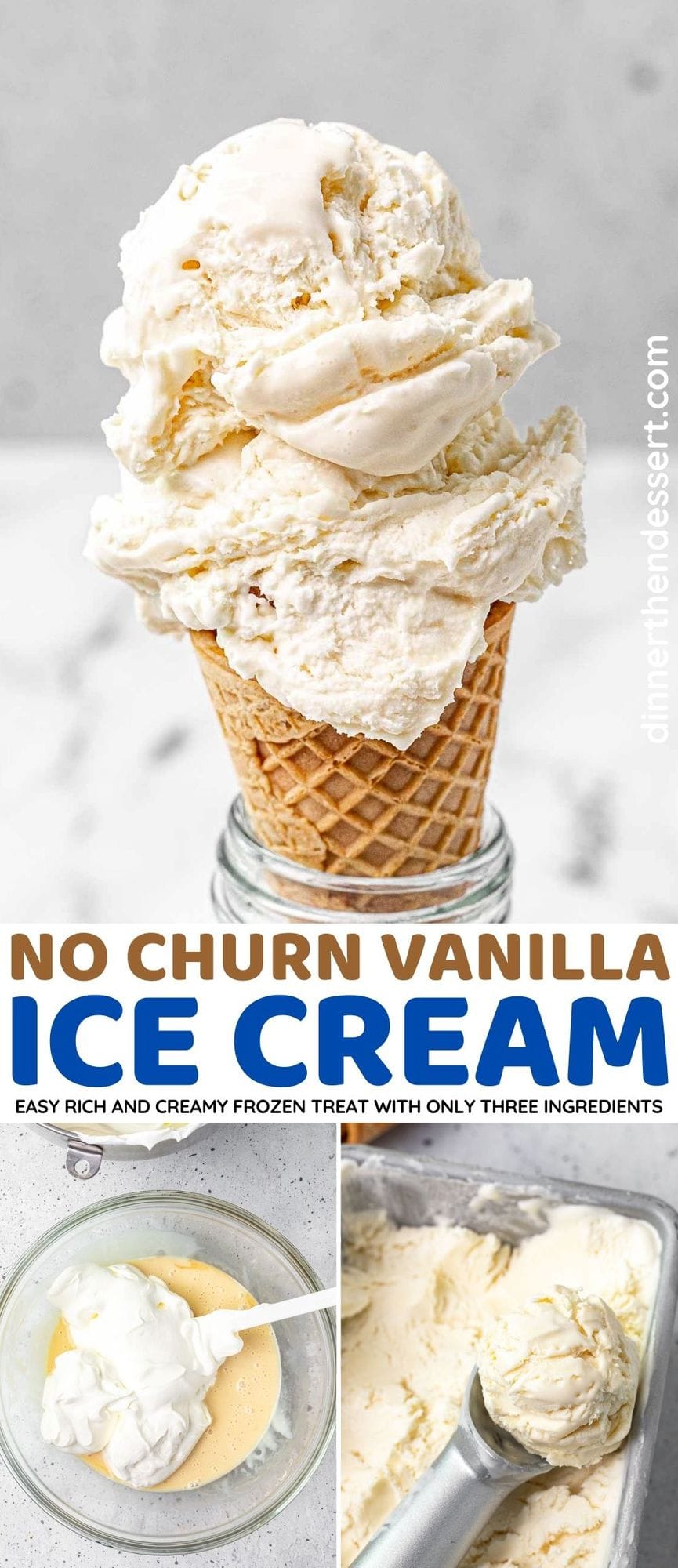 No Churn Vanilla Ice Cream collage