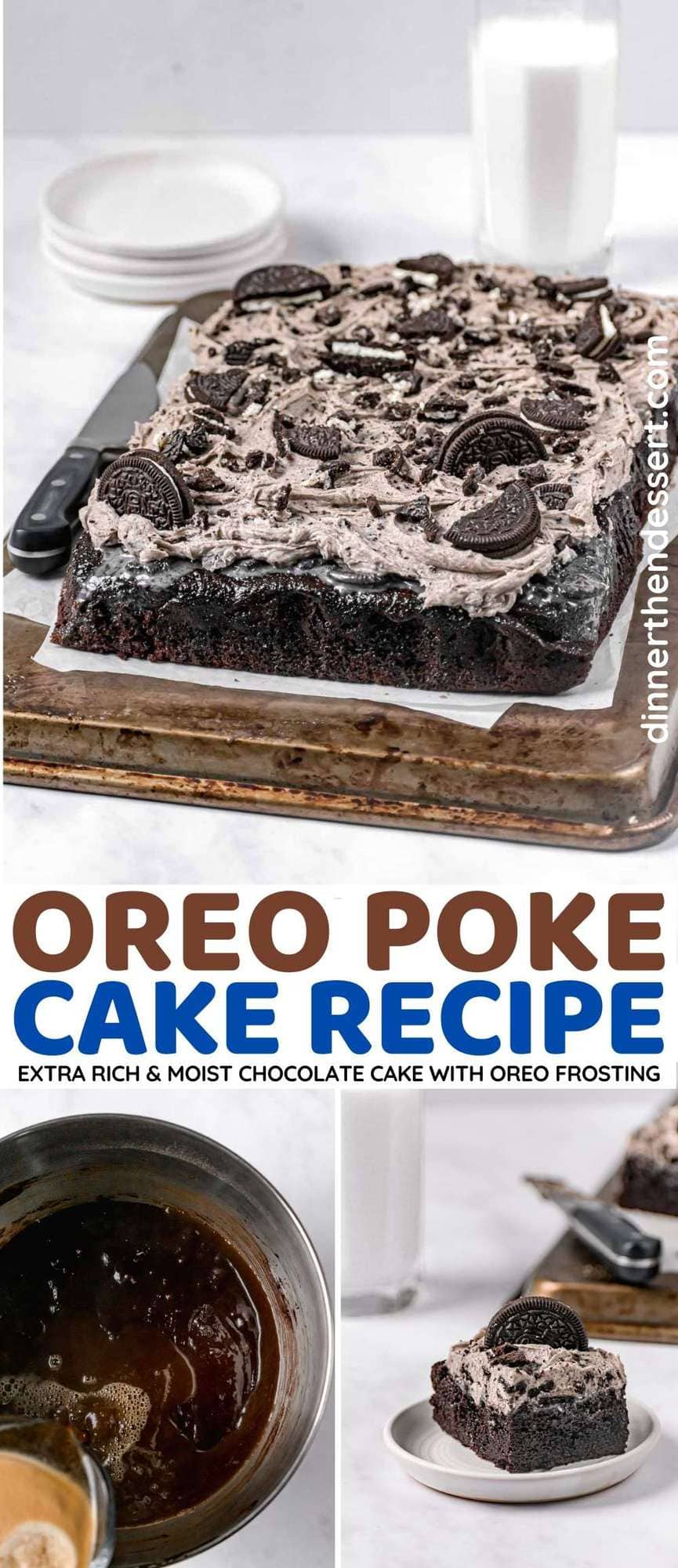 Oreo Poke Cake collage