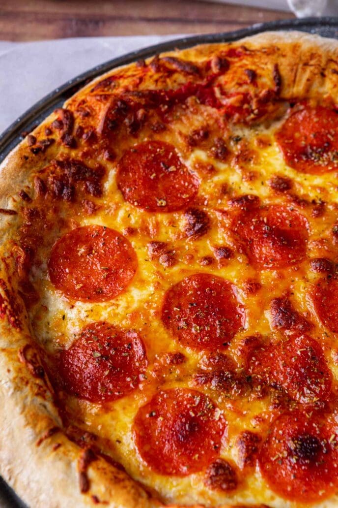 Pepperoni Pizza baked not sliced