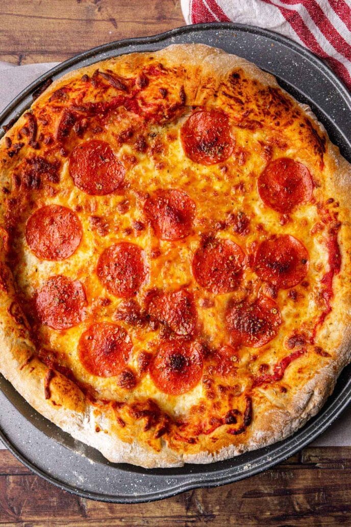 Pepperoni Pizza baked not sliced