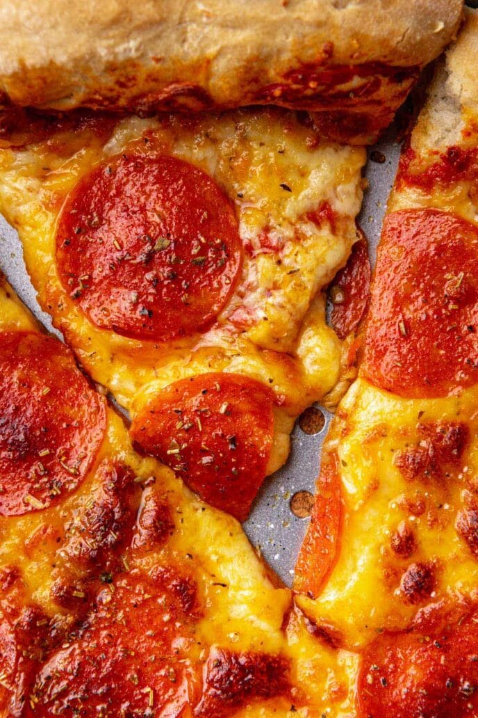 Pepperoni Pizza baked sliced