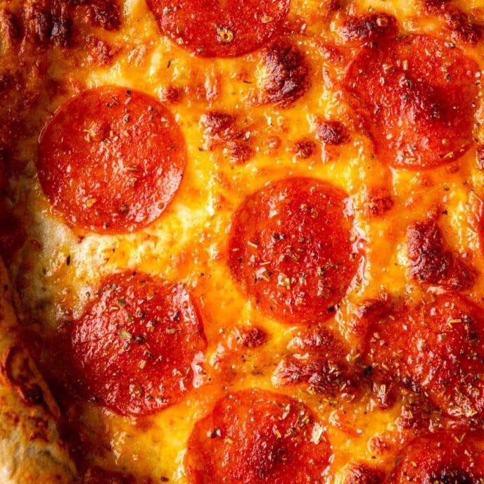 Pepperoni Pizza baked not sliced