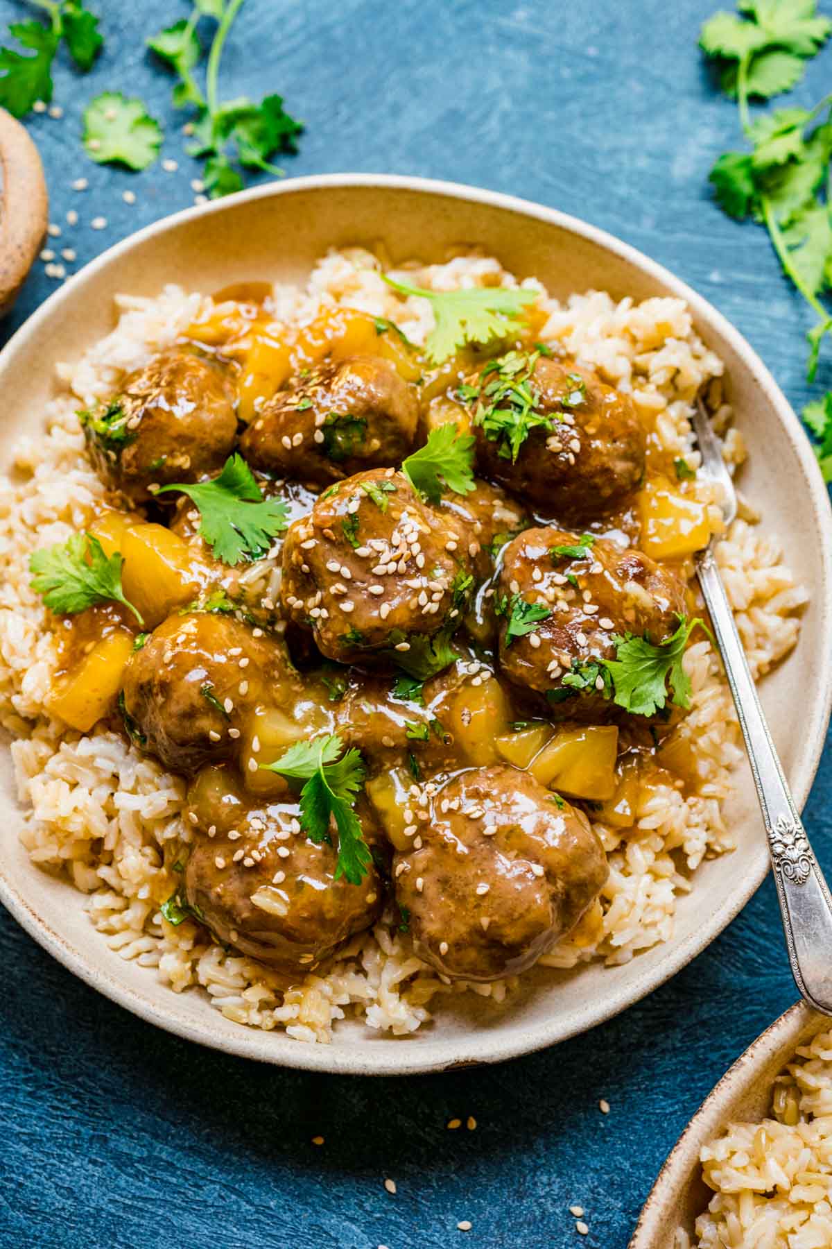 Pineapple Meatballs on serving plate