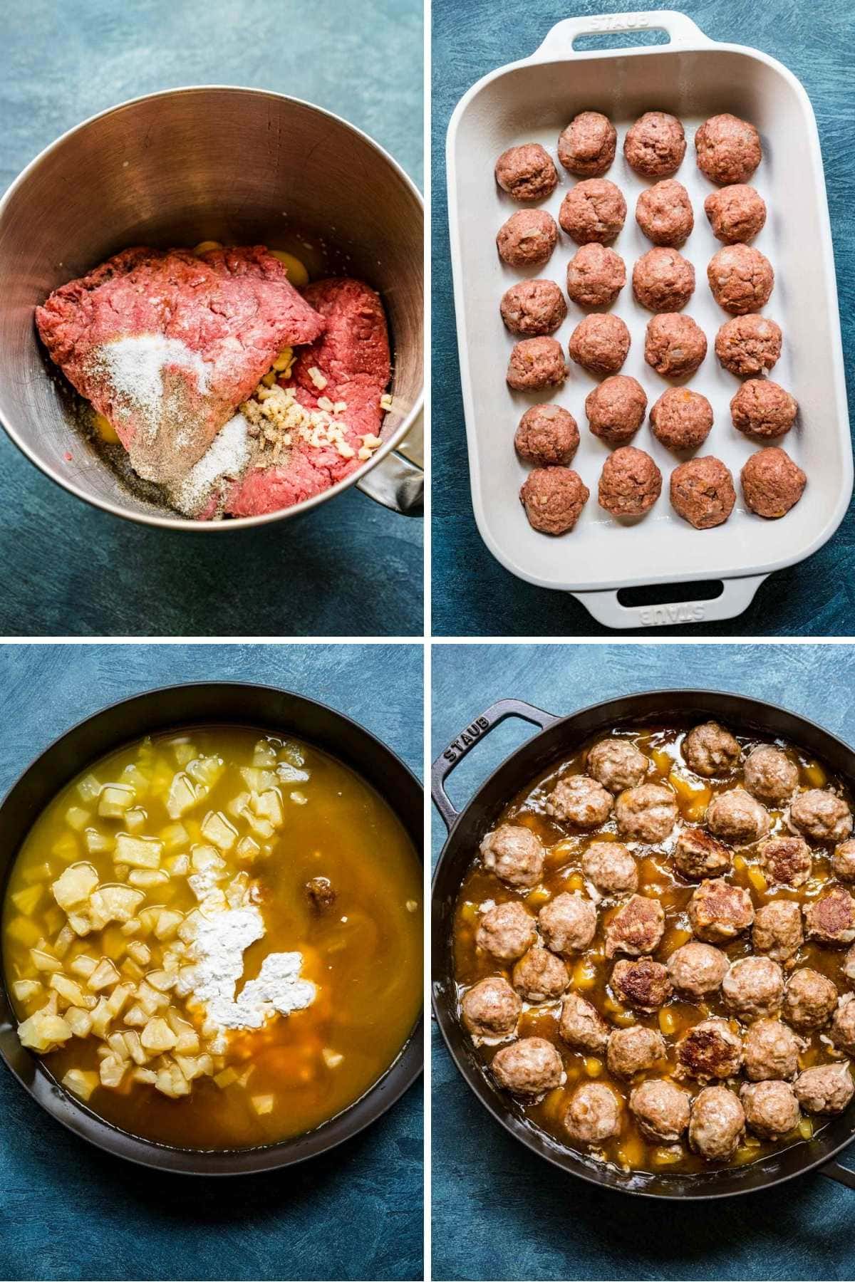 Pineapple Meatballs collage