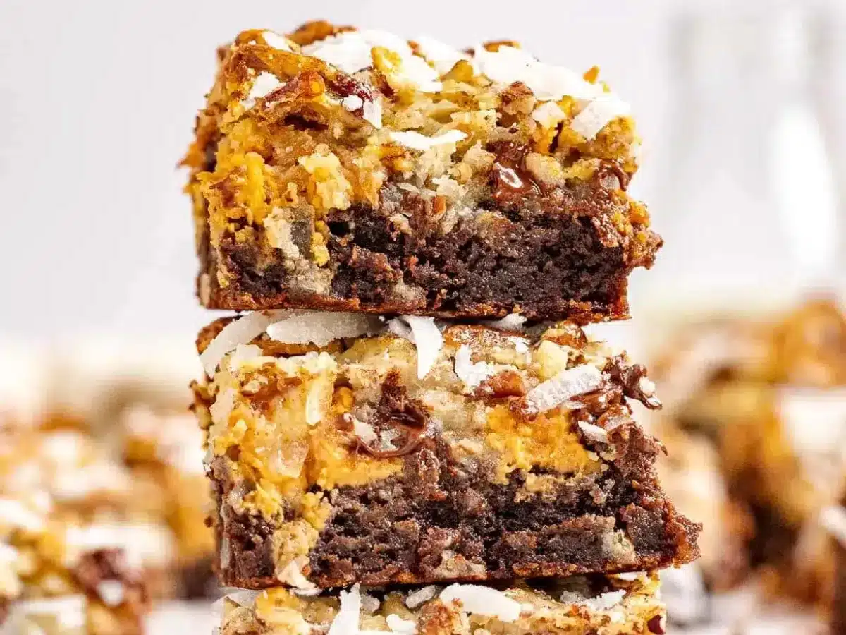 Brownies stacked on top of each other
