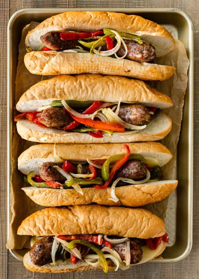 Sheet Pan Sausage and Peppers Recipe - Dinner, then Dessert