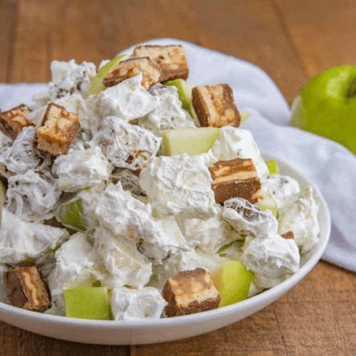 Salad of apple and snickers