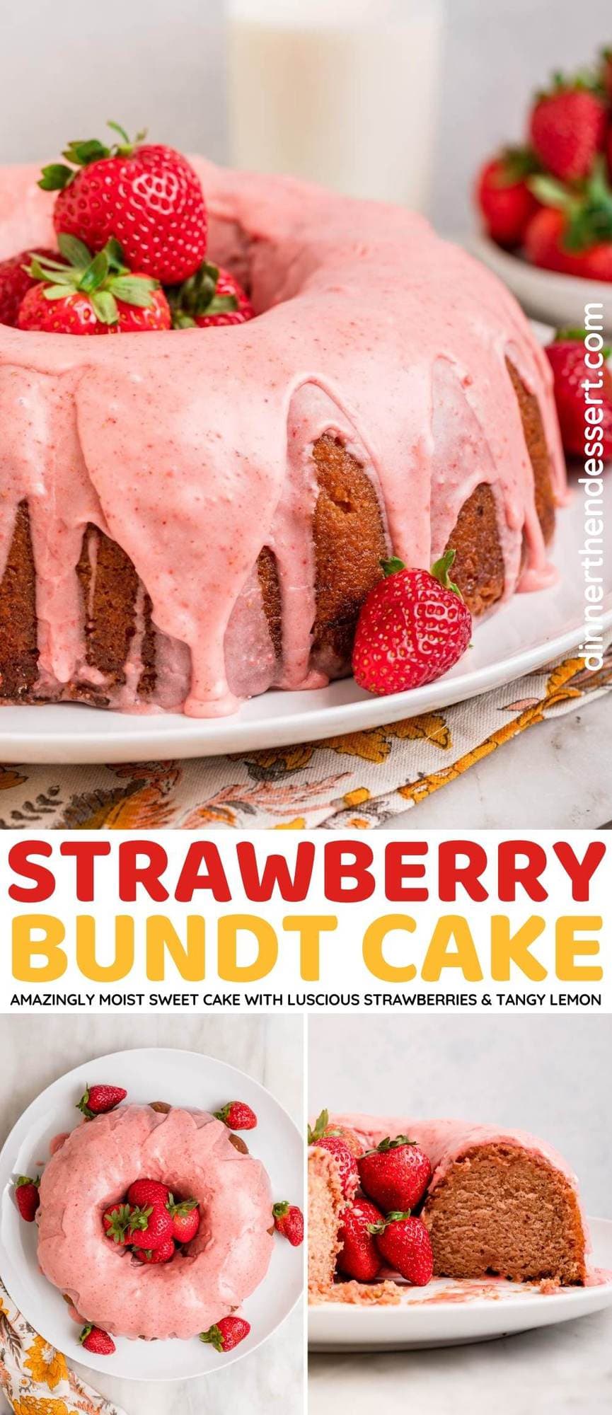 Strawberry Bundt Cake collage