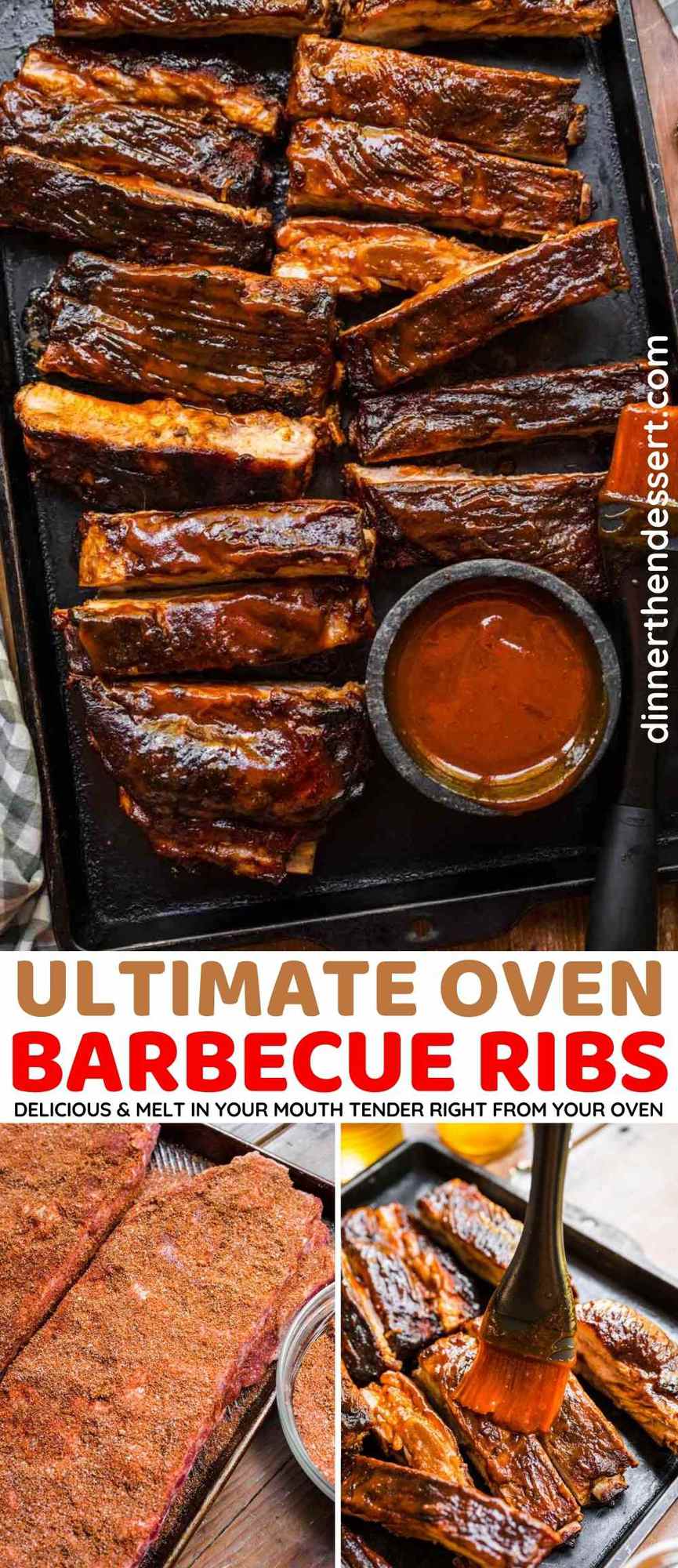 Ultimate Oven Barbecue Ribs on serving trayUltimate Oven Barbecue Ribs collage