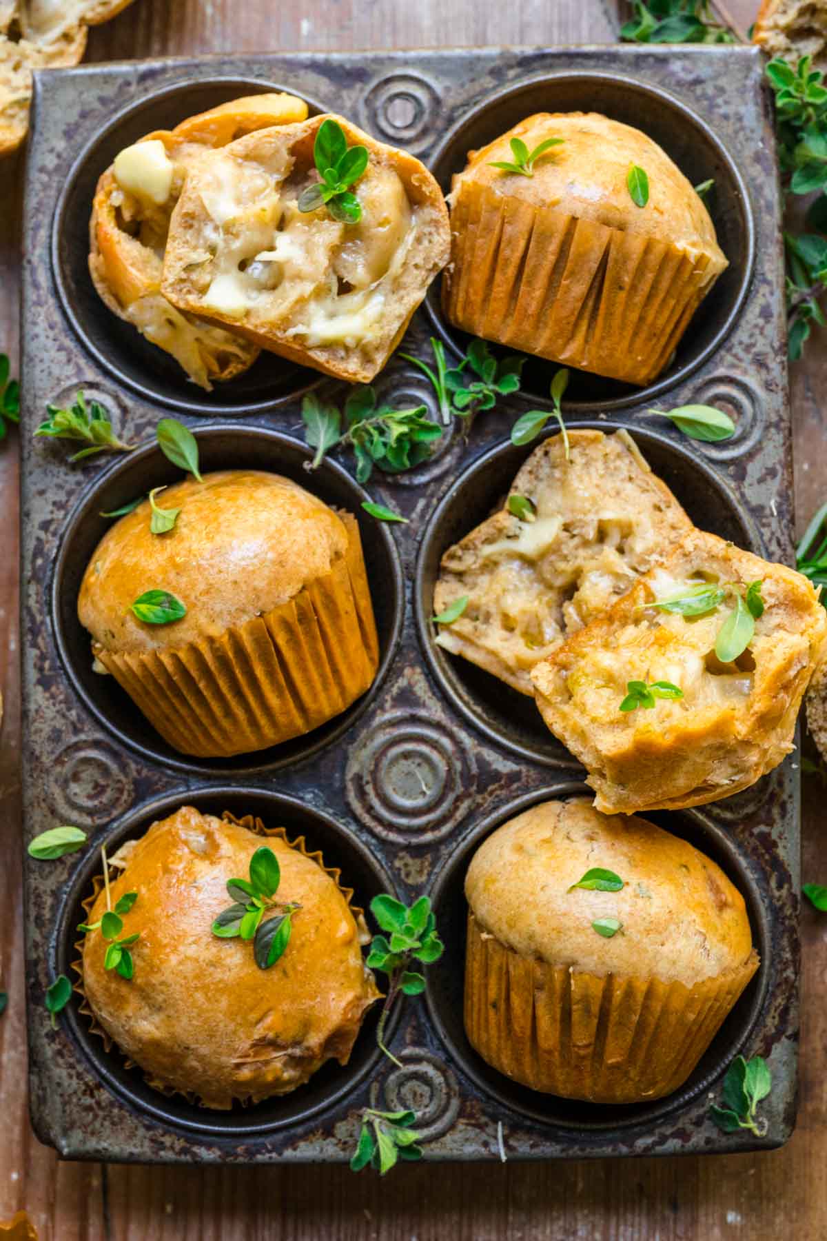 Cheesy Herb Muffins in muffin tin