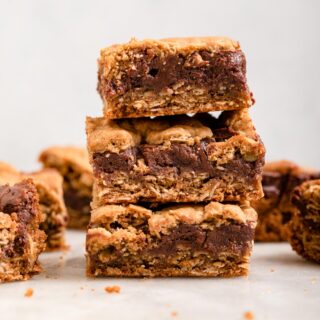 Chewy Chocolate Oat Bars in a stack 1x1