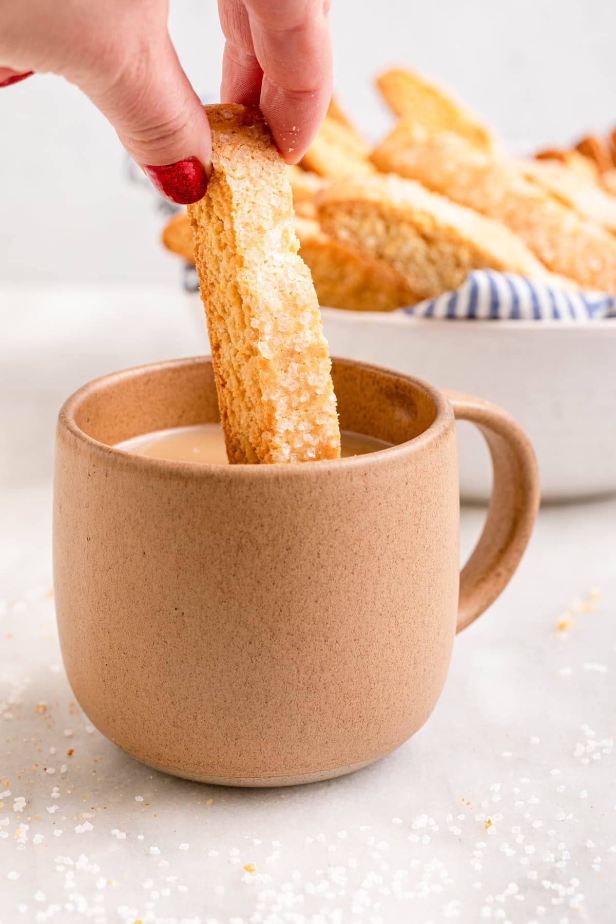 Classic Biscotti Cookies dipping in coffee 