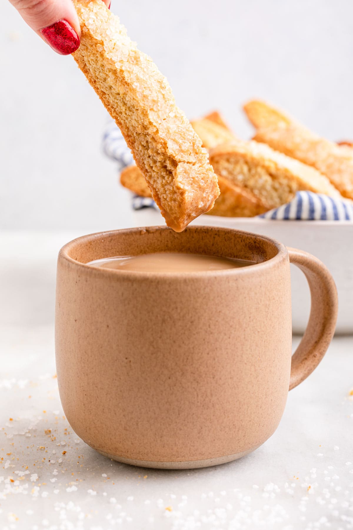 Classic Biscotti Cookies dipping in coffee