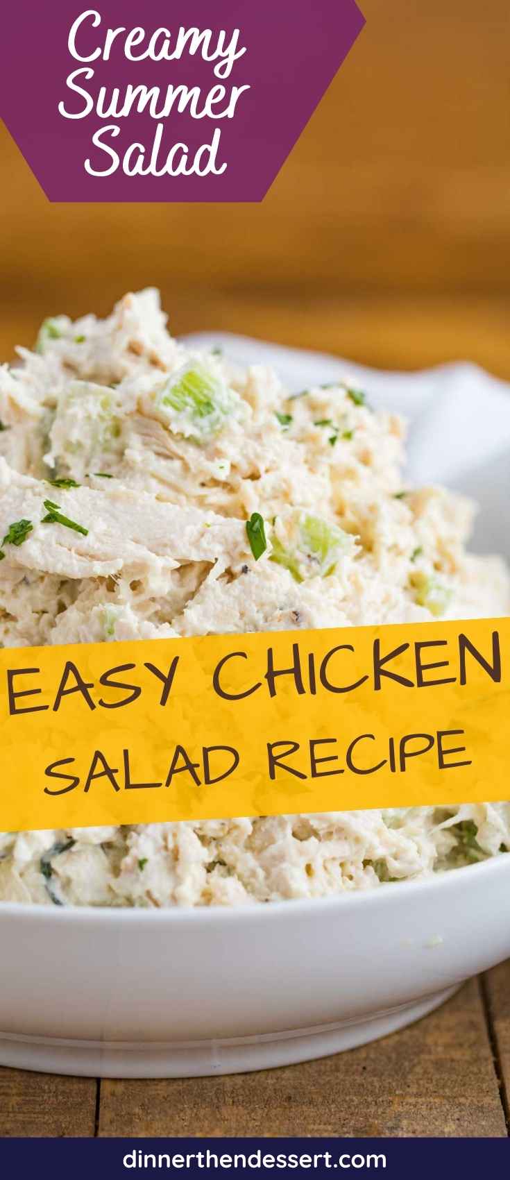 Bowl of Classic Chicken Salad pin 1
