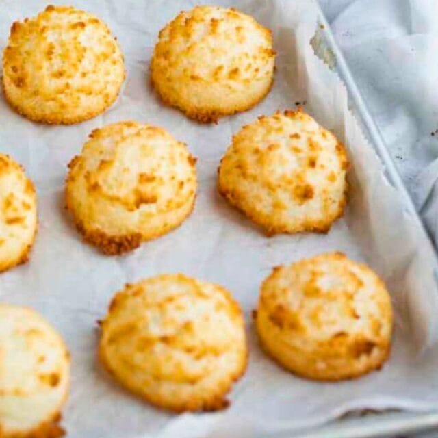 Finished cookies on a baking sheet