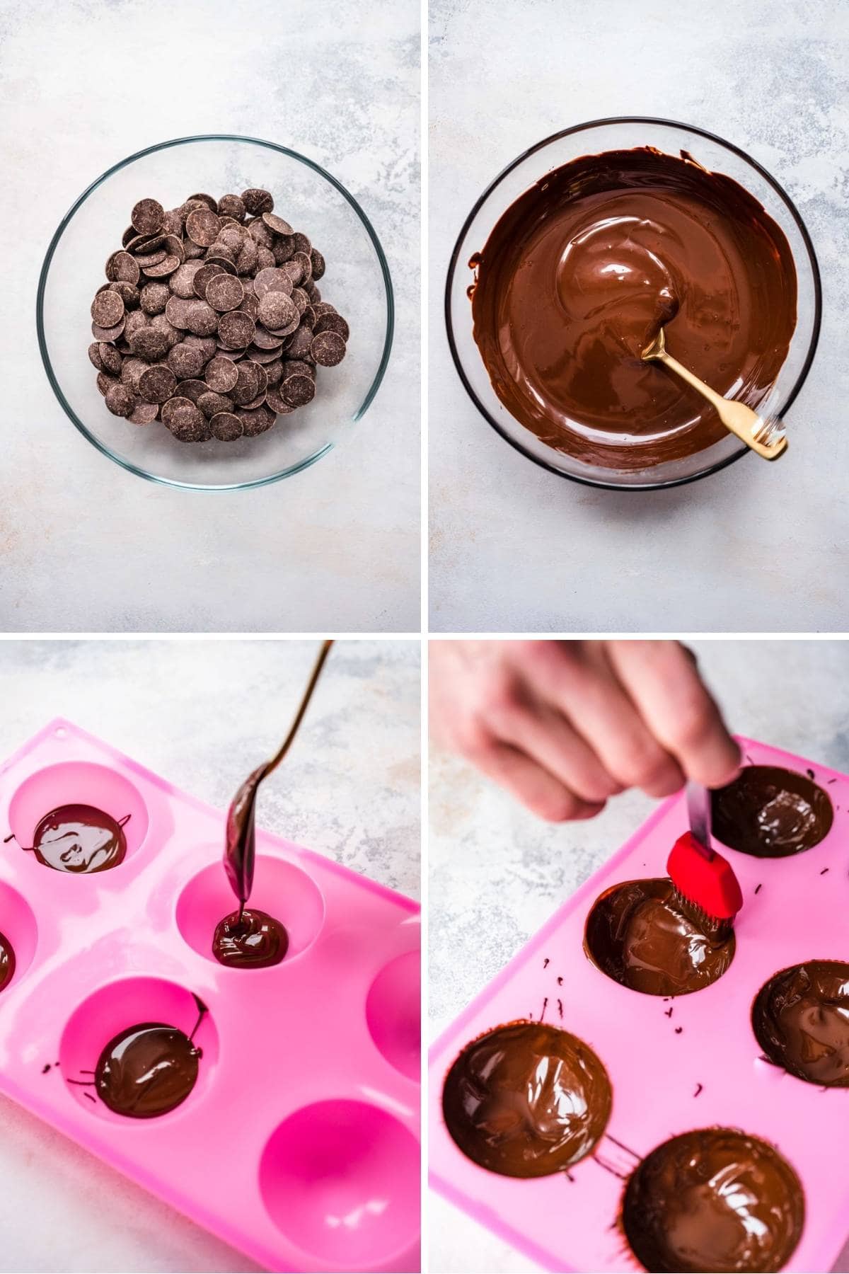 Hot Chocolate Bombs Collage of making sphere shells