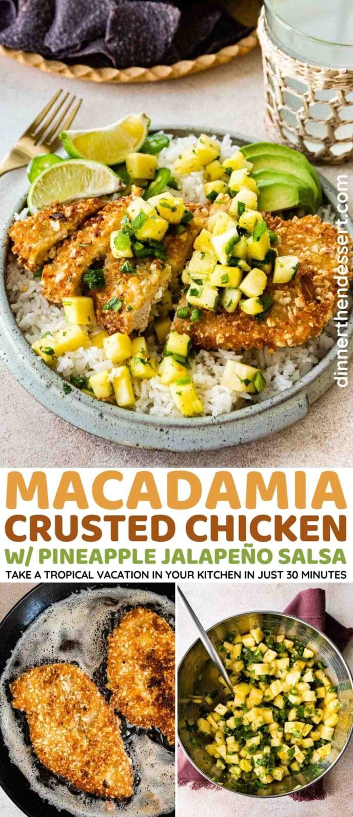 Macadamia Crusted Chicken with Pineapple Jalapeno Salsa Collage