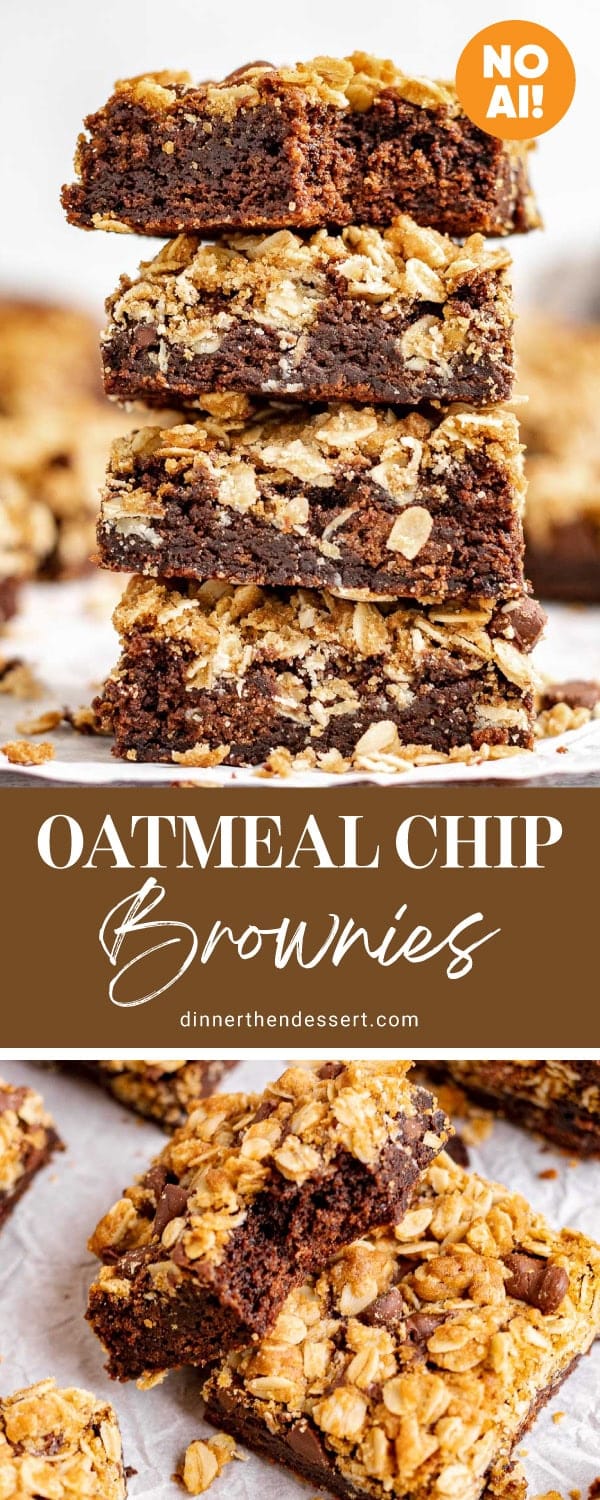 Brownies with oatmeal pin image