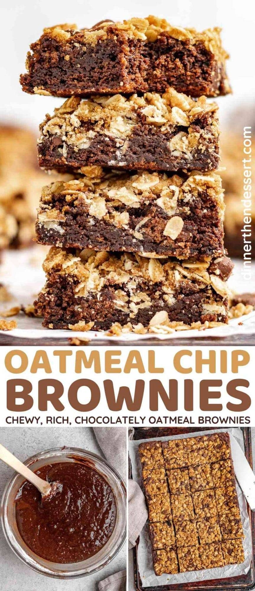 Collage of brownies with oats