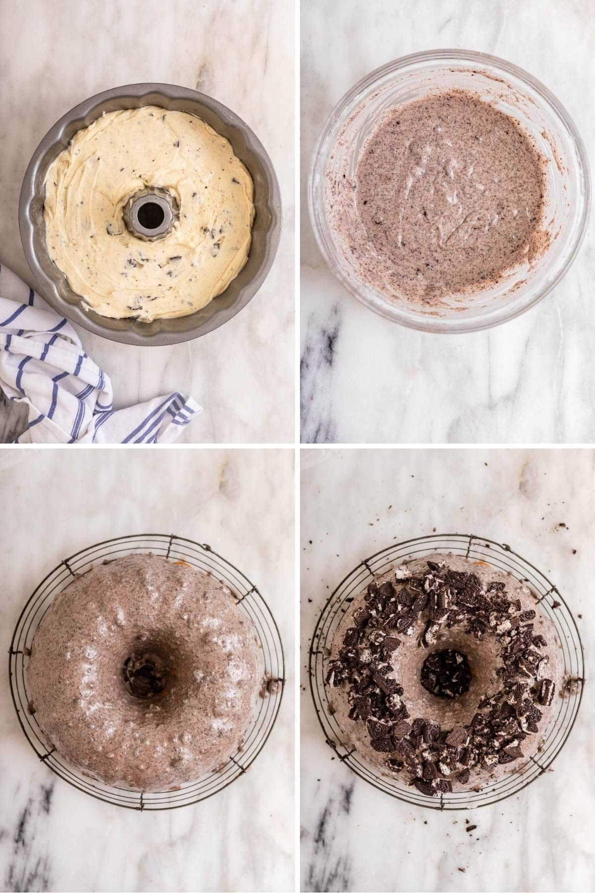 Oreo Bundt Cake collage