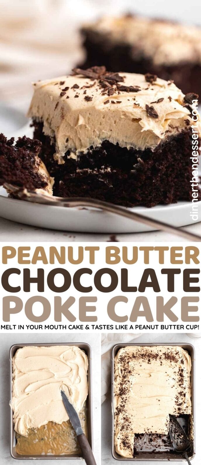 Peanut Butter Chocolate Poke Cake Recipe - Dinner, then Dessert