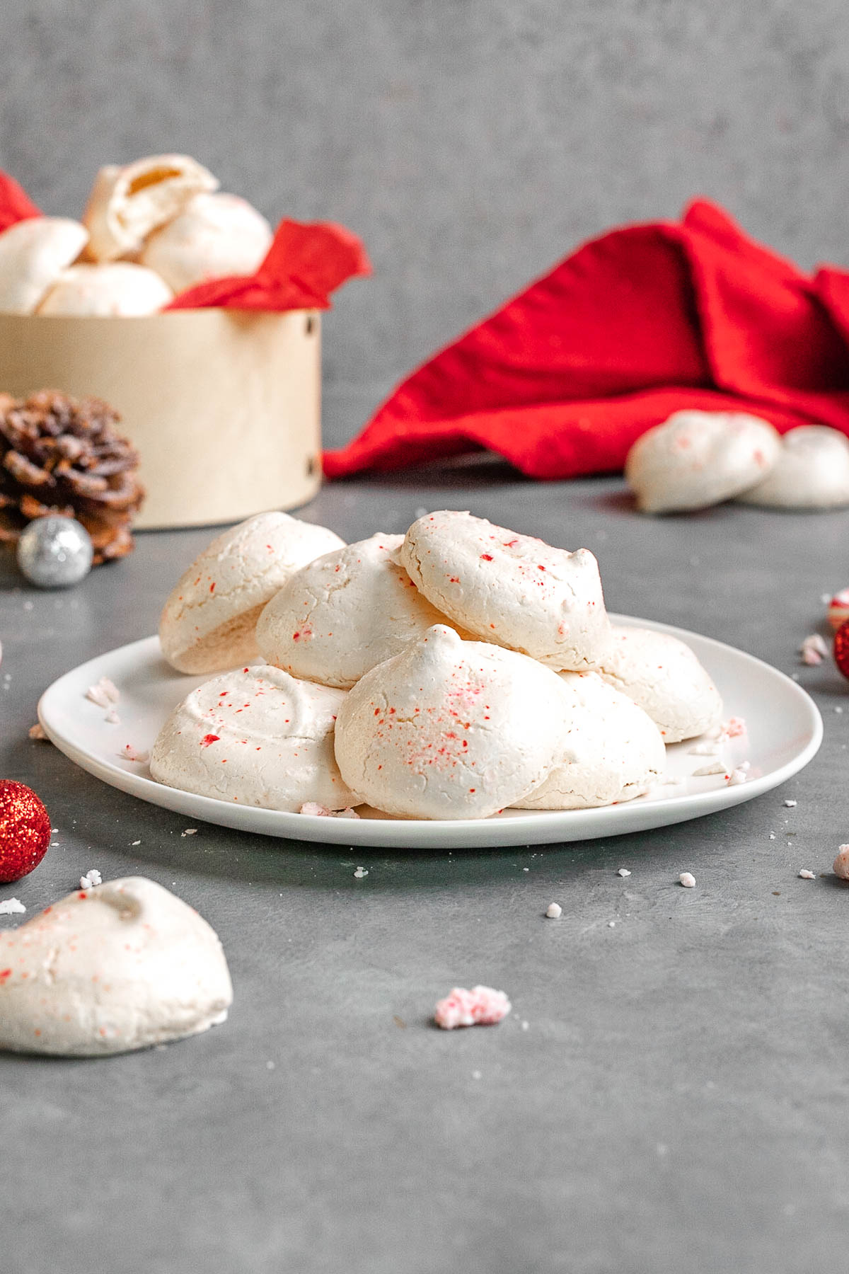 Peppermint Meringues on serving plate