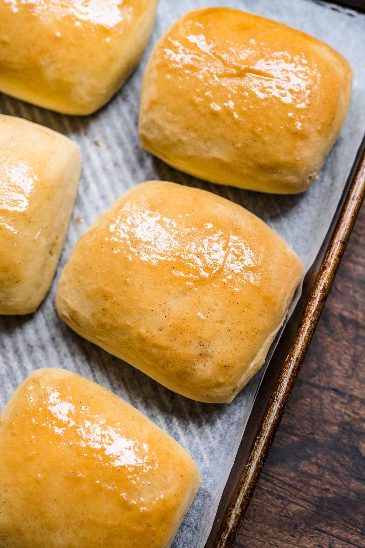 Texas Roadhouse Rolls on baking pan after baking