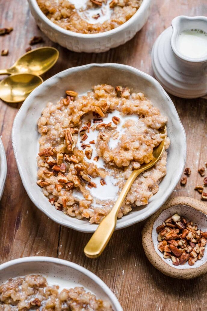 Brown Sugar Apple Whole Grain Bowl Recipe - Dinner, then Dessert