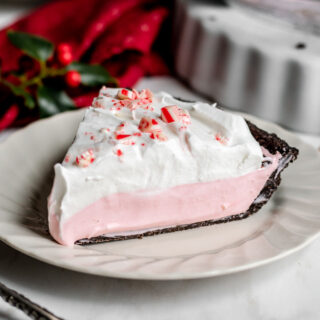 Candy Cane Pie slice on serving plate 1x1
