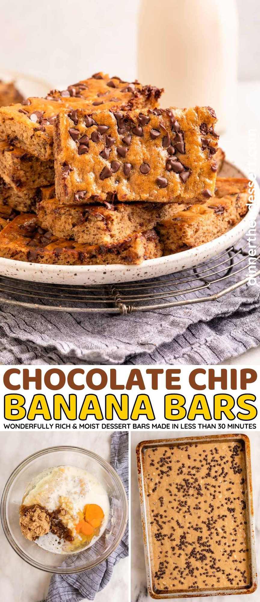 Chocolate Chip Banana Bars collage