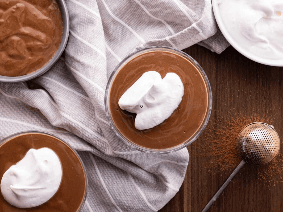 top down view of pudding being served in glasses 