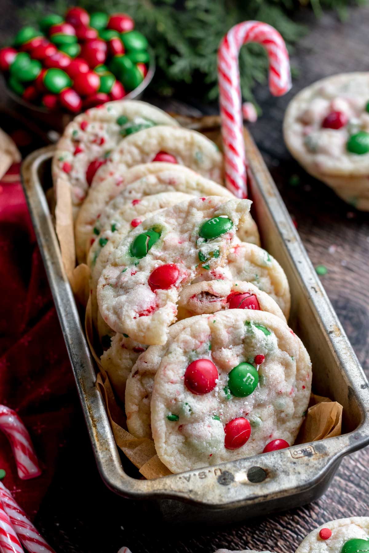 Christmas Cookies in serving tin