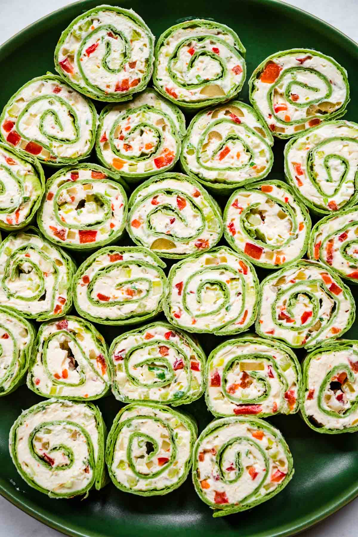 Christmas Pinwheels on serving platter