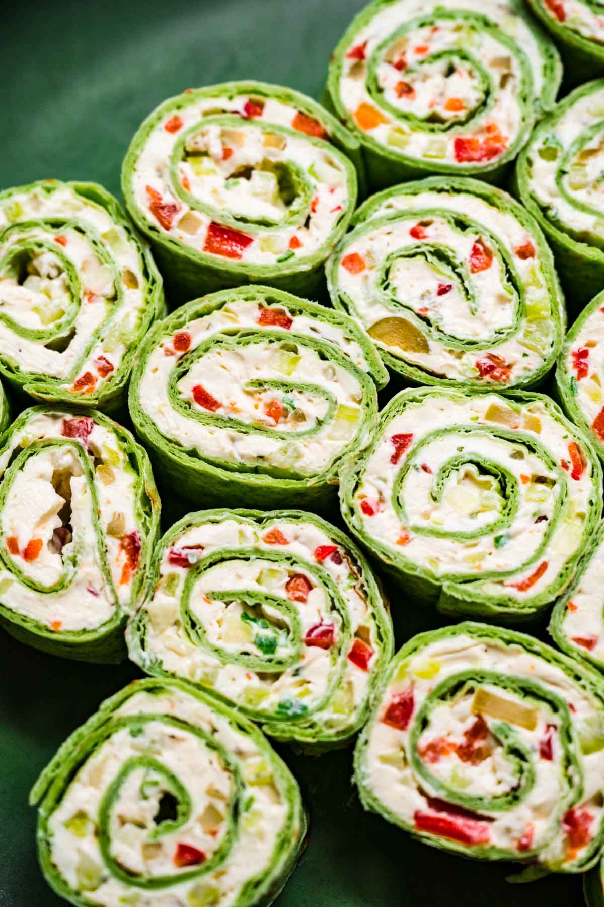 Christmas Pinwheels on serving platter