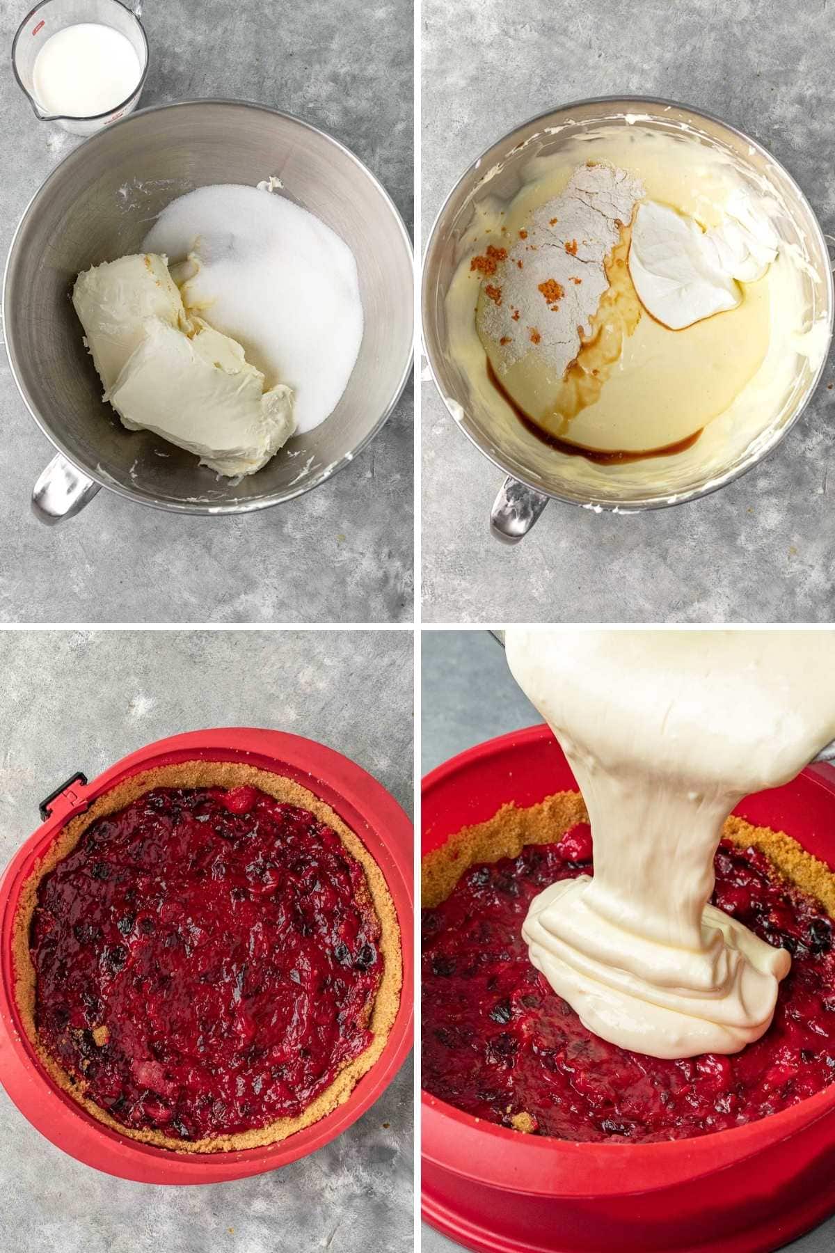Easy Cranberry Cheesecake collage