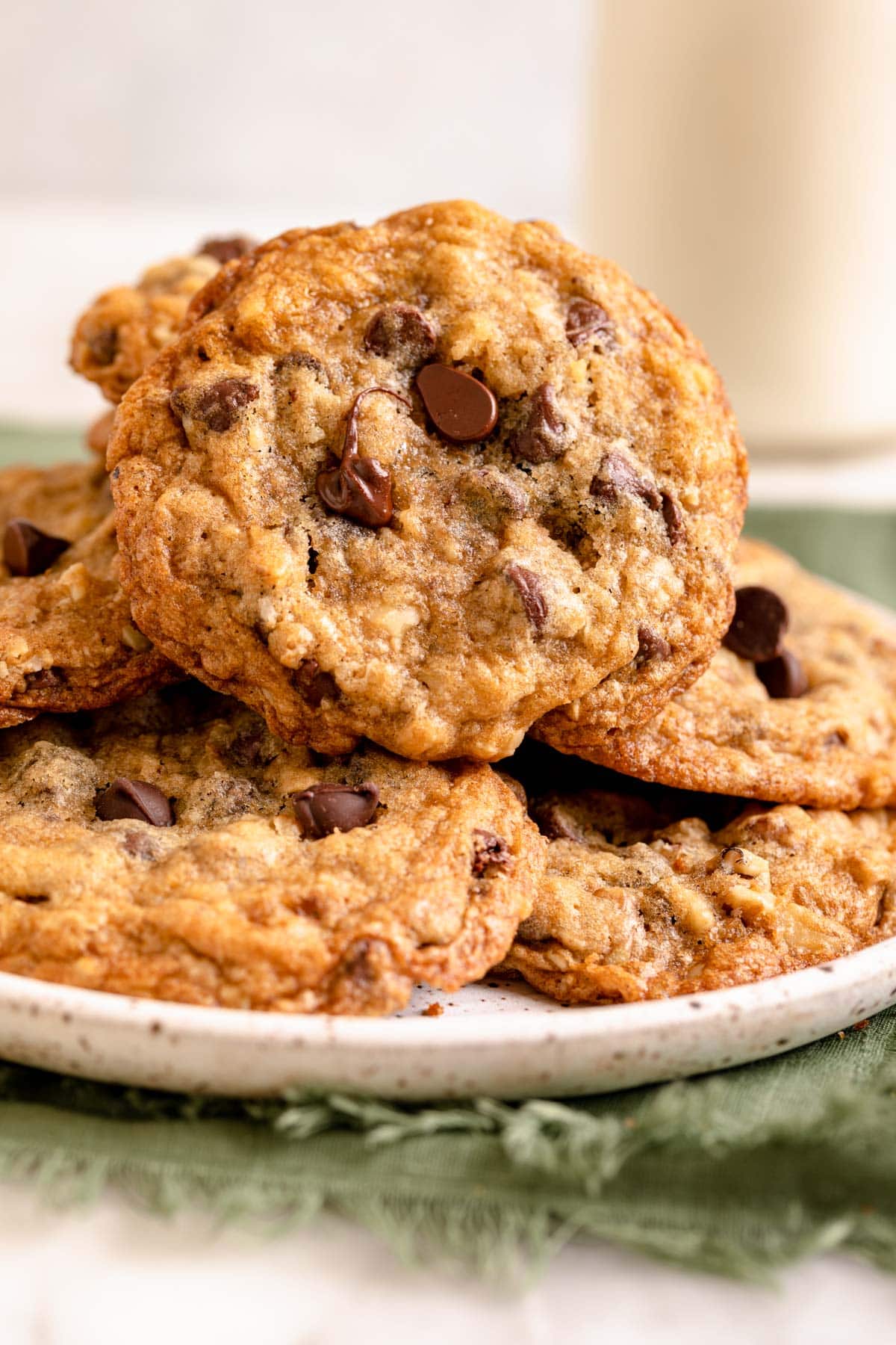 Doubletree Chocolate Walnut Cookies piled on plate 