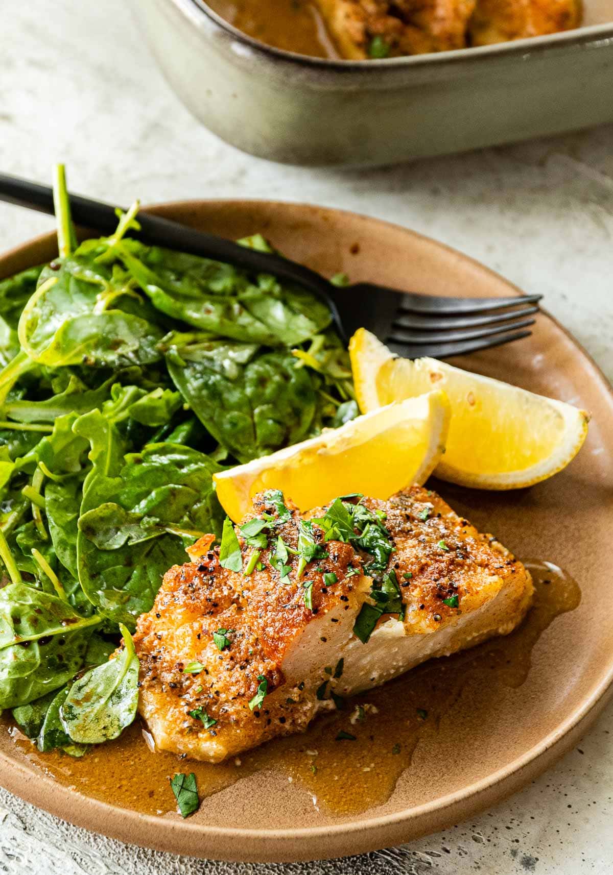 Easy Baked Fish on serving plate