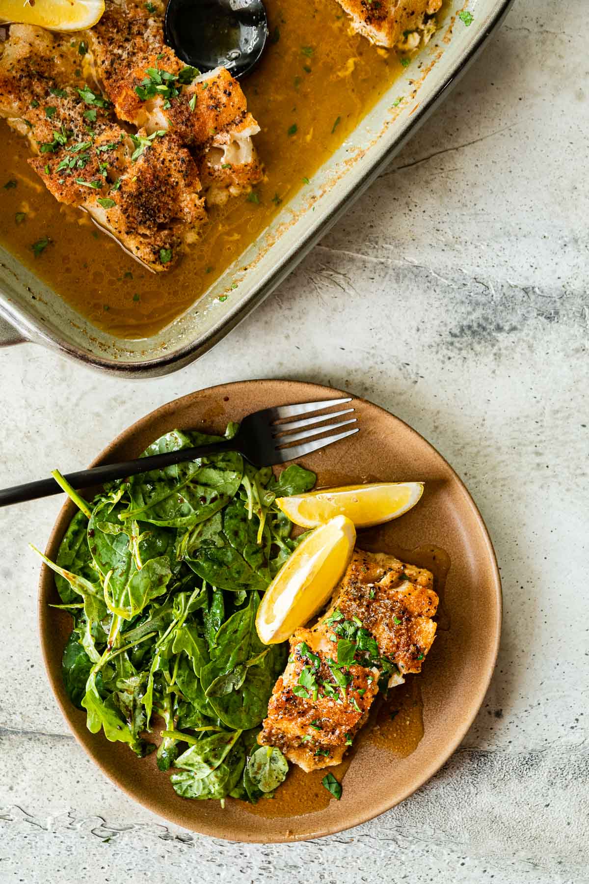 Easy Baked Fish on serving plate